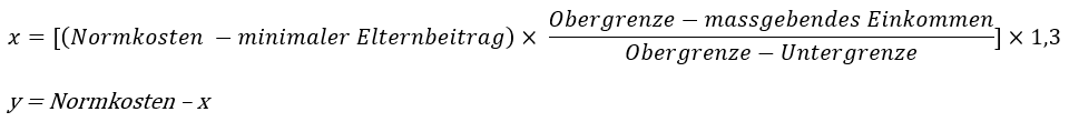 Berechnung Gemeindebeitrag (x) / Elternbeitrag (y) je weiteres Kind
